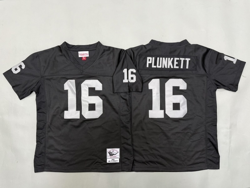 Youth Oakland Raiders #16 Plunkett Black Throwback Limited Nike NFL Jersey 01->youth nfl jersey->Youth Jersey
